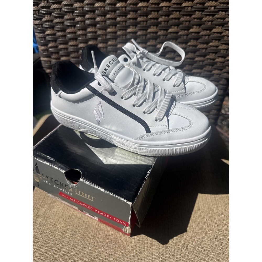 Skechers Street Los Angeles 74297/WBK Women's Size 5 White Black Sneakers Shoes